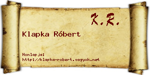 Klapka Róbert névjegykártya
